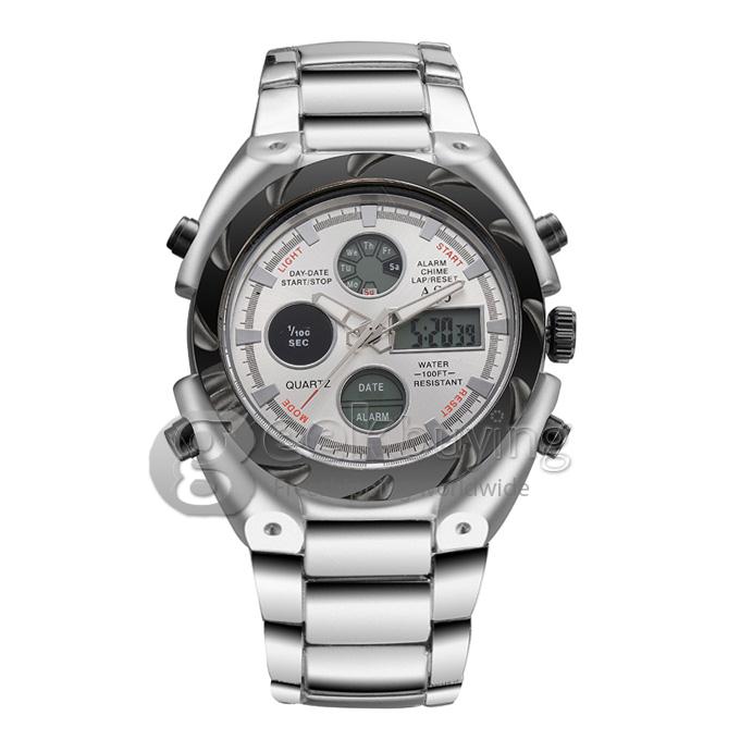 YR WH424 ASJ Multi-function Electronic Men Quartz Sports Watch With LCD Date And Time Display - Silver