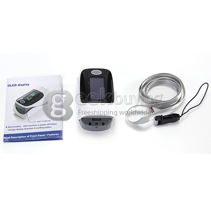 2 In 1 Finggertip Pulse Oximeter Blood Oxygen Device Pluse Rate Oxygen Saturation of Blood LED Display - Black