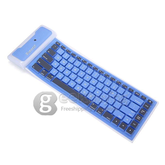 WP002 Foldable Wireless Bluetooth 2.0 Keyboard Portable Chocolate Mini Keyboard for PC Tablet Laptop - Blue