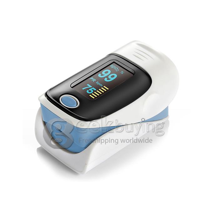 2 In 1 Finggertip Pulse Oximeter Blood Oxygen Device Pluse Rate Oxygen Saturation of Blood LED Display - Blue