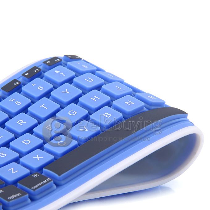 WP002 Foldable Wireless Bluetooth 2.0 Keyboard Portable Chocolate Mini Keyboard for PC Tablet Laptop - Blue