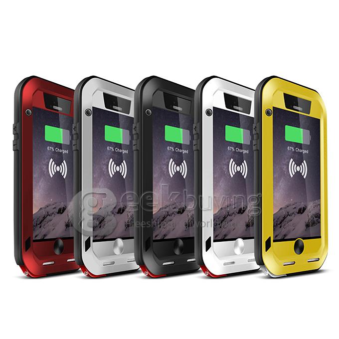 Lovemei Dirt/Snow/Shockproof Powerful Gorilla Glass Metal Case With QI Wireless Receiver For iPhone6 4.7 - Yellow