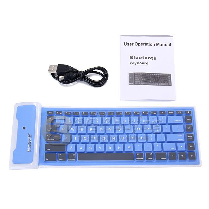 WP002 Foldable Wireless Bluetooth 2.0 Keyboard Portable Chocolate Mini Keyboard for PC Tablet Laptop - Blue