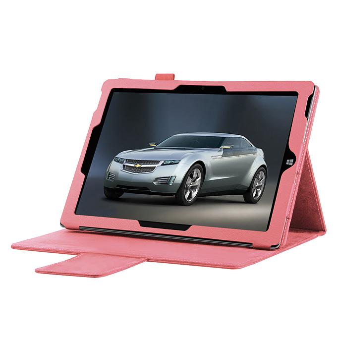 New Folio PU Leather Keyboard Stand Cover Case For 10.8 Inch Microsoft Surface 3 Tablet - Pink