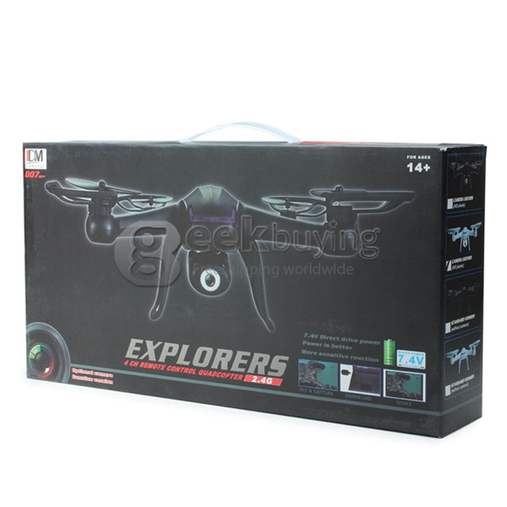 DM007 4CH RC Quadcopter 5.0MP HD Camera 2.4GHz 6 Axis Gyro 3D Rollover with CF Mode - Black