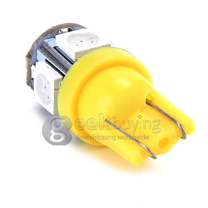 T10-5050-5SMD 1W 12V 100lm 5xSMD 5050 LED Lamp Car Side Light Instrument / Reading / Parking / Fog Light - Yellow