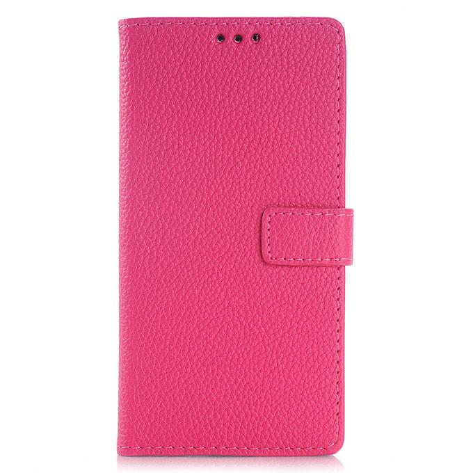 Lychee Texture Protective Hard Cover Flip Stand Leather Case for Sony Xperia Z4 Smartphone - Pink
