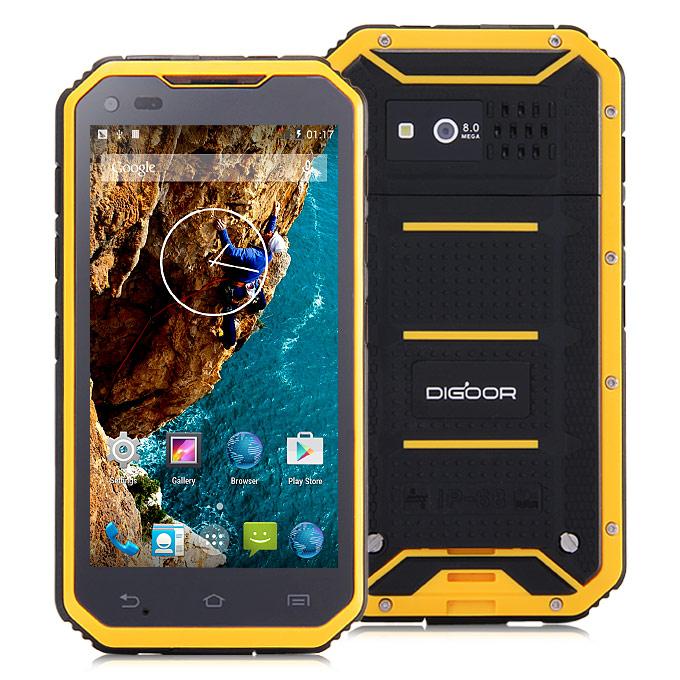 DIGOOR DG2 Plus IP68 Rugged Phone 5.0inch Android 4.4 MTK6582 Quad Core 1.3GHz 1GB 8GB 8.0MP Talkback Miracast - Yellow