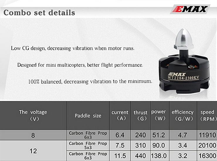 EMAX Nighthawk 250 Carbon Fiber Frame Combo CC3D MT2204 Motor 12A ESC