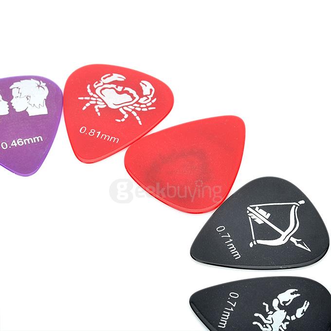 12Pcs/Set AP-12C Constellation Design Plastic Guitar Picks 0.46/0.71/0.81mm Thickness - Multi Colors