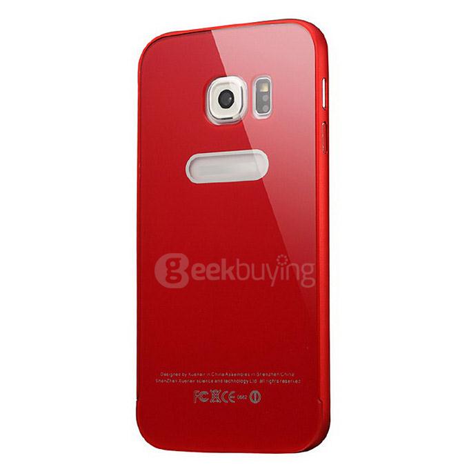 Metal Bumper Shockproof Protect Slim Back Case Cover for Samsung Galaxy S6 Edge - Red