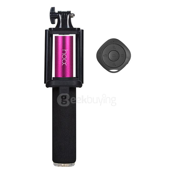 Original Hooc HO-SF812 Bluetooth 3.0 Selfie Stick Collapsible Adjustable Monopod Handle Stick Self Pole For iOS Android - Pink+Black