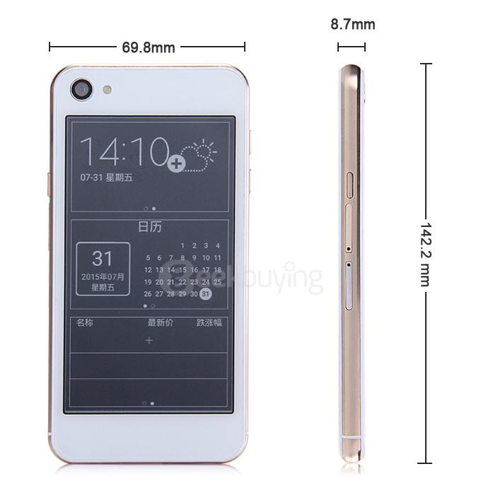 OUKITEL U6 5.0inch Dual Screen 64-Bit 4G LTE Android 5.1 1GB 16GB Smartphone 64bit MT6735 Quad Core 2.0/8.0MP E-ink Screen - White