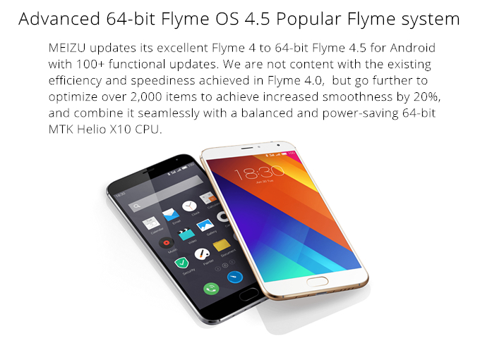 MEIZU MX5 4G 5.5inch FHD Flyme 4.5 3GB 32GB Smartphone 64bit MTK Helio X10 Turbo Octa Core Touch ID mCharge 3150mAh - Silver White