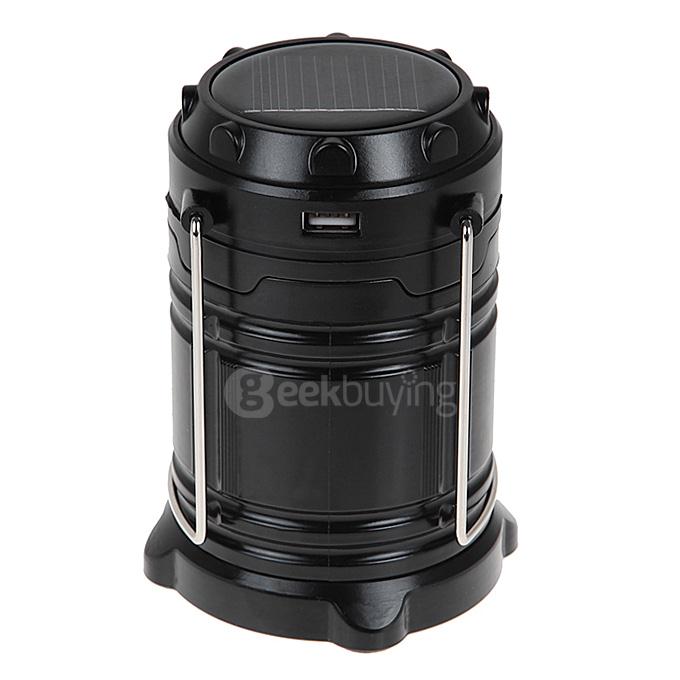 Y03 Solar Power Rechargeable 7-LED Camping Light With USB Interface - Black