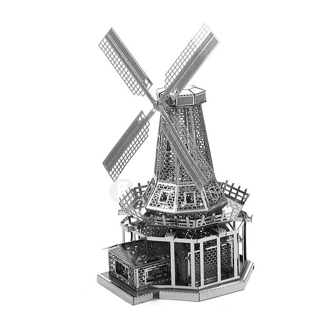 MINI DIY 3D Nanometal Model Dutch Windmill Puzzle - Silver