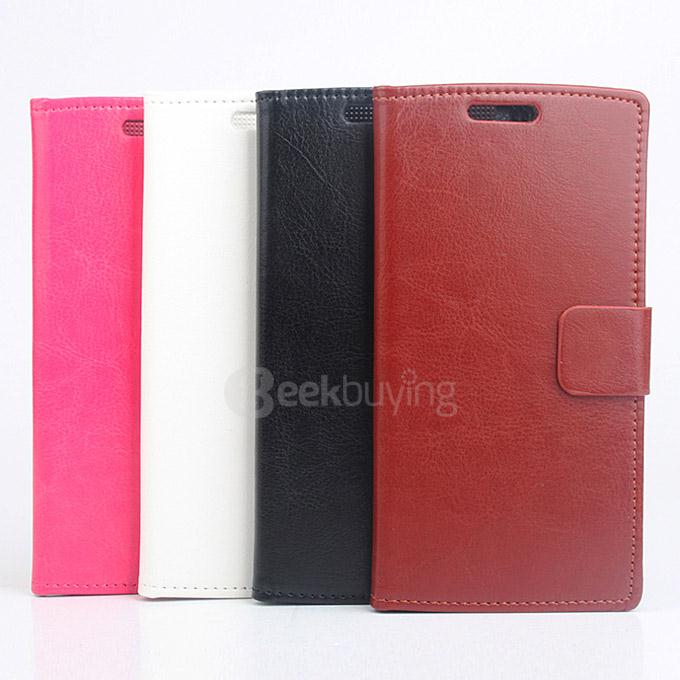 Protective Hard Cover Flip Stand Leather Case for Elephone P8000 Smartphone - White