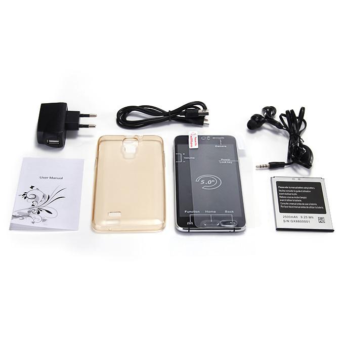 JIAKE G9200 5.0inch QHD MTK6572 Dual Core 1.2GHz Smartphone Android 4.4 512MB RAM 4GB ROM 2.0MP 0.3MP 3G GPS - Black