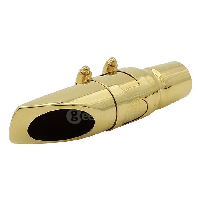 LADE Alto Saxophone Metal Mouthpiece + 2 Pcs Mouthpiece Cushions #7 - Golden + Black