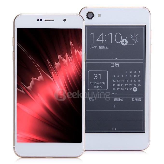 OUKITEL U6 5.0inch Dual Screen 64-Bit 4G LTE Android 5.1 1GB 16GB Smartphone 64bit MT6735 Quad Core 2.0/8.0MP E-ink Screen - White