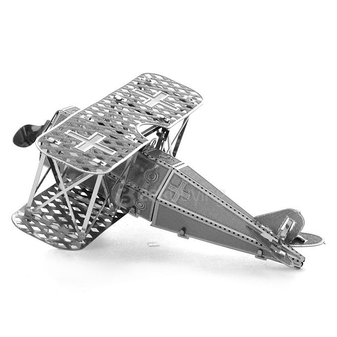 MINI DIY 3D Nanometal Model 3D Fokker DV11 Biplane Fokker Military Aircraft Puzzle - Silver