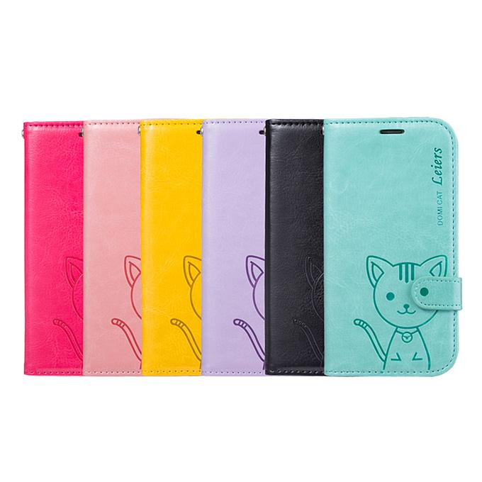 Leiers Domi Cat TPU Leather Case Protective Cover for Samsung GALAXY S6 Edge G9250 - Pink