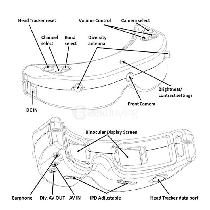 SkyZone SKY-01 V2 FPV AIO Goggles 5.8G 32CH Head Tracing Glasses