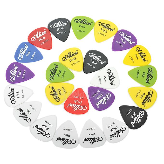 24Pcs/Set Alice AP-24Q Plastic Guitar Picks 0.58/0.71/0.81mm Thickness - Multi Colors