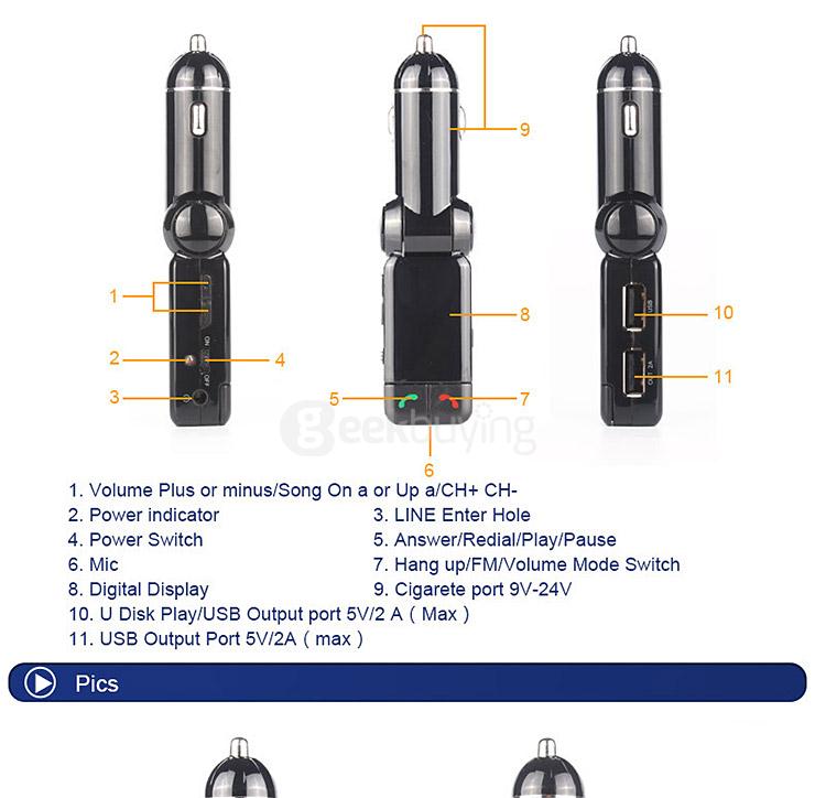 Wireless Bluetooth Dual USB Car Charger Handsfree FM Transmitter SD Card AU