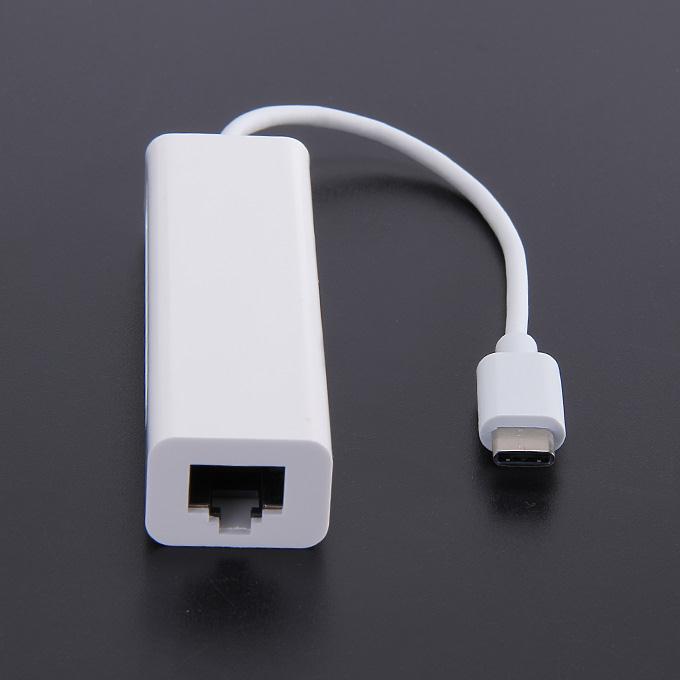 Highspeed Type-C To RJ45 Ethernet Adapter With UBS 2.0 Hub - White