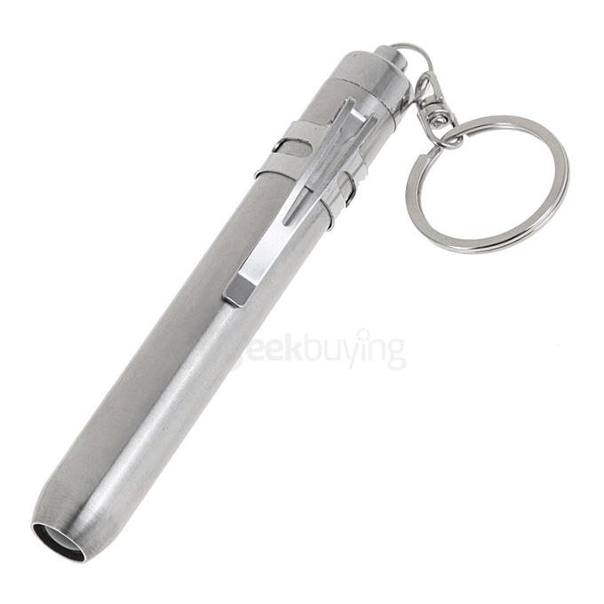 KX-902 Stainless Steel Mini LED Pen Light White Light Penlight Flashlight w/ Clip 1 xAAA