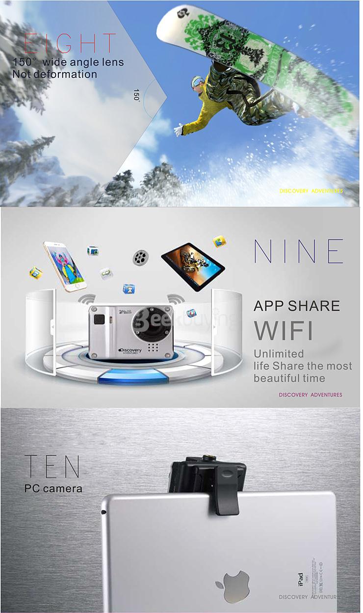 Discovery DS200 NTK 96655 1080P 30M Waterproof Action Camera with 1.5