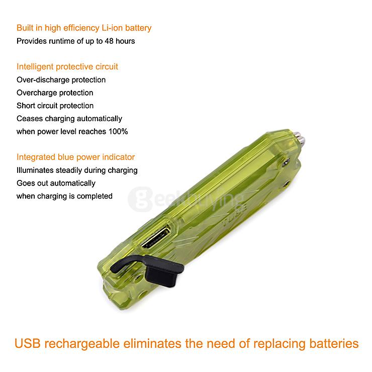 NITECORE Portable Rechargeable Mini USB Flashlight Light Tube High Performance - Green