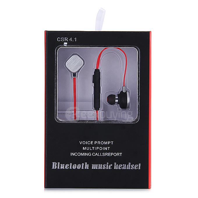 IP55 Wireless Bluetooth Earphone CSR 4.1 Voice Prompt Multipoint Music Headset Stereo Sports Earpiece with MIC - Red