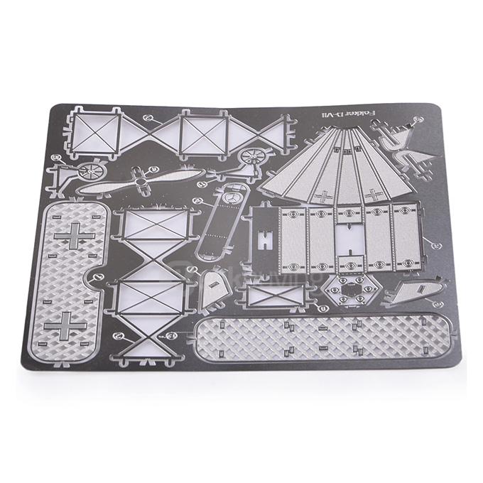 MINI DIY 3D Nanometal Model 3D Fokker DV11 Biplane Fokker Military Aircraft Puzzle - Silver