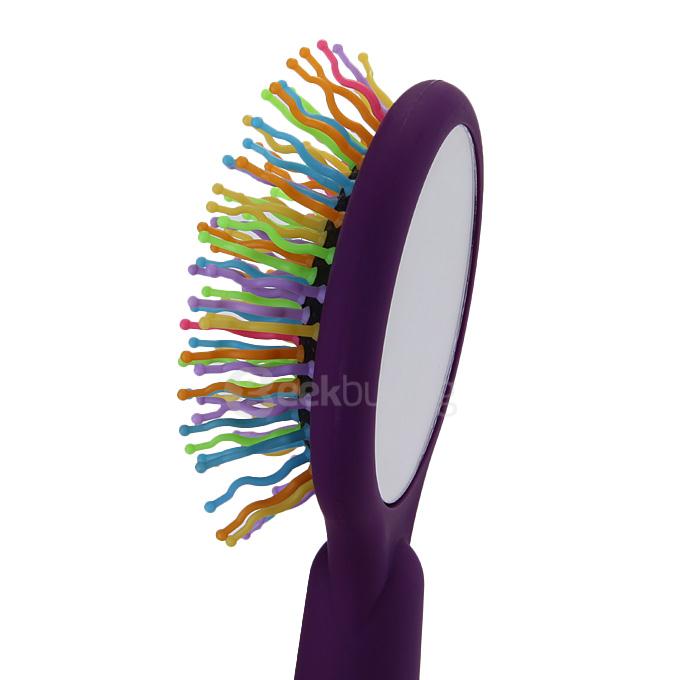 2 in 1 Rainbow Comb Volume Hair Brush Hairdressing Mirror Tool Travel Household Necessity