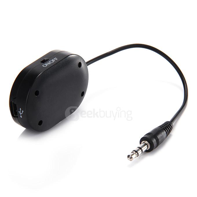 BM-E9 Bluetooth Stereo Audio Receiver Hi-Fi A2DP BM-E9 BT3.0 AUX Car Kit With 3.5MM Adapter/ Built-in Battery - Black