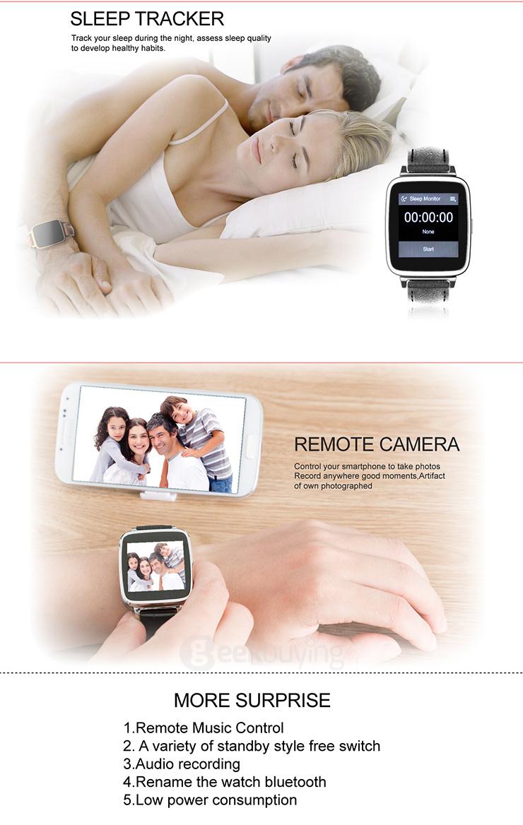 OUKITEL A28 1.54' Bluetooth Smart Watch MT2502A BT4.0 With Genuine Leather Strap For iOS Android - Golden