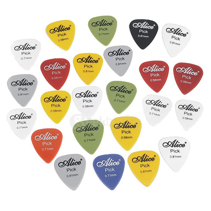 24Pcs/Set Alice AP-24P Plastic ABS Guitar Picks 0.58/0.71/0.81mm Thickness - Multi Colors