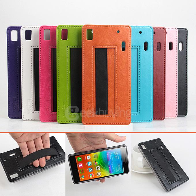 Protective PU Leather Case Hard Case Cover with Elastic Band for Lenovo Lemo K3 Note - Green