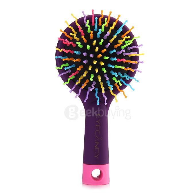 2 in 1 Rainbow Comb Volume Hair Brush Hairdressing Mirror Tool Travel Household Necessity
