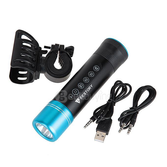 FESTORY X6S IP65 Multifunctional Bluetooth Speaker Mountain Bike Flashlight with Replaceable Battery High-bright Torch - Blue/Black