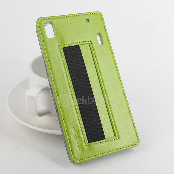 Protective PU Leather Case Hard Case Cover with Elastic Band for Lenovo Lemo K3 Note - Green
