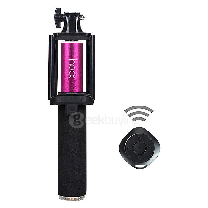 Original Hooc HO-SF812 Bluetooth 3.0 Selfie Stick Collapsible Adjustable Monopod Handle Stick Self Pole For iOS Android - Pink+Black