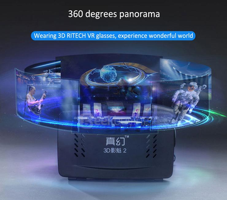 RITECH II 3D Virtual Reality VR Headset FOV75 with Elastic Band for 3.5 - 6 inch Smartphone - Black