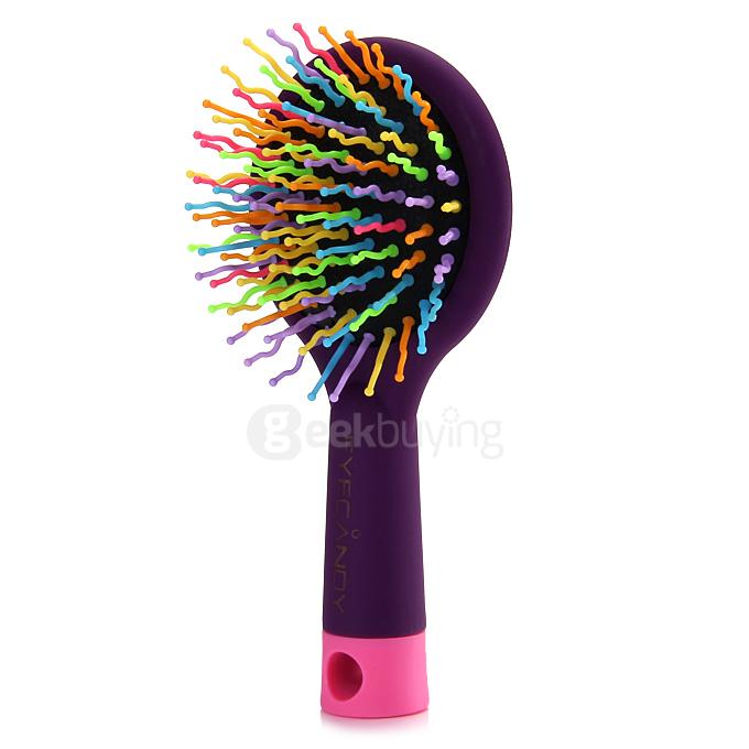 2 in 1 Rainbow Comb Volume Hair Brush Hairdressing Mirror Tool Travel Household Necessity