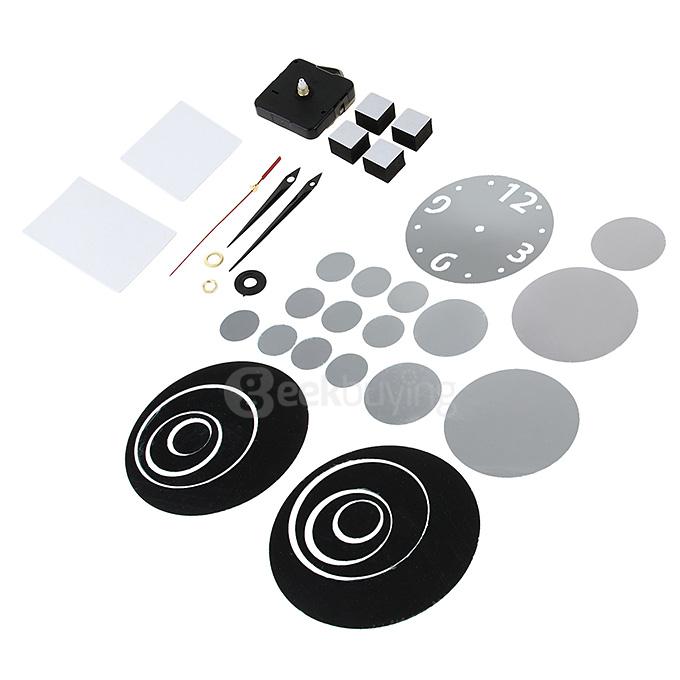 DIY Removable Wall Sticker Clock Mirror Style DIY Art Decal Mural for Home Decor - Black Silver