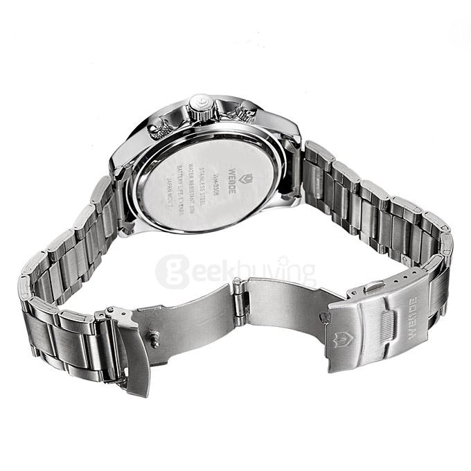 WEIDE WH3308 Classic Stainless Steel Men Quartz Watch Time And Date Display - Black + Silver