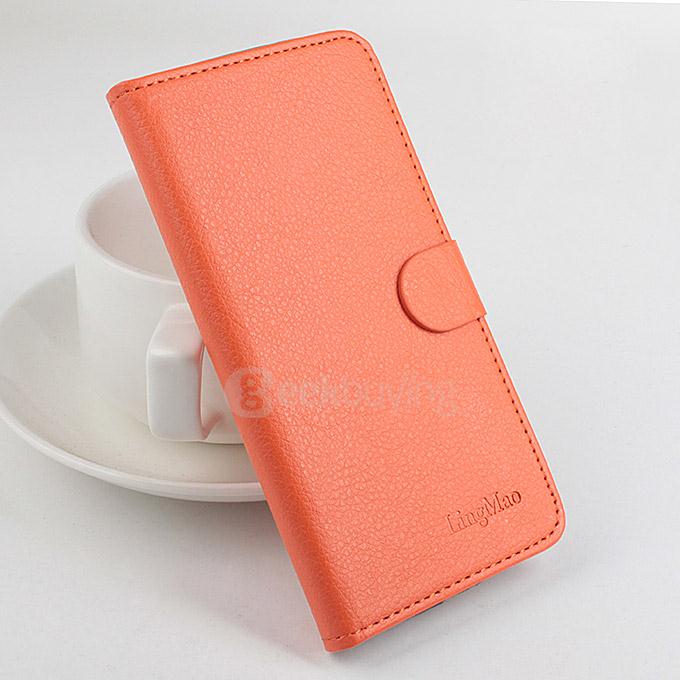 Protective Hard Cover Flip Stand Leather Case for Doogee Valencia 2 Y100 Pro Smartphone - Orange