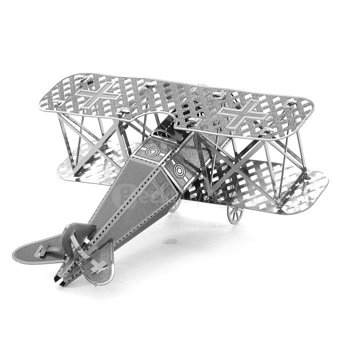 MINI DIY 3D Nanometal Model 3D Fokker DV11 Biplane Fokker Military Aircraft Puzzle - Silver